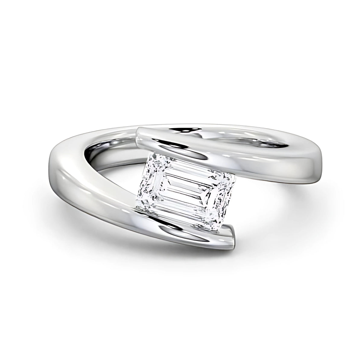 RSR-165 Premium Emerald Cut Moissanite Diamond Ring